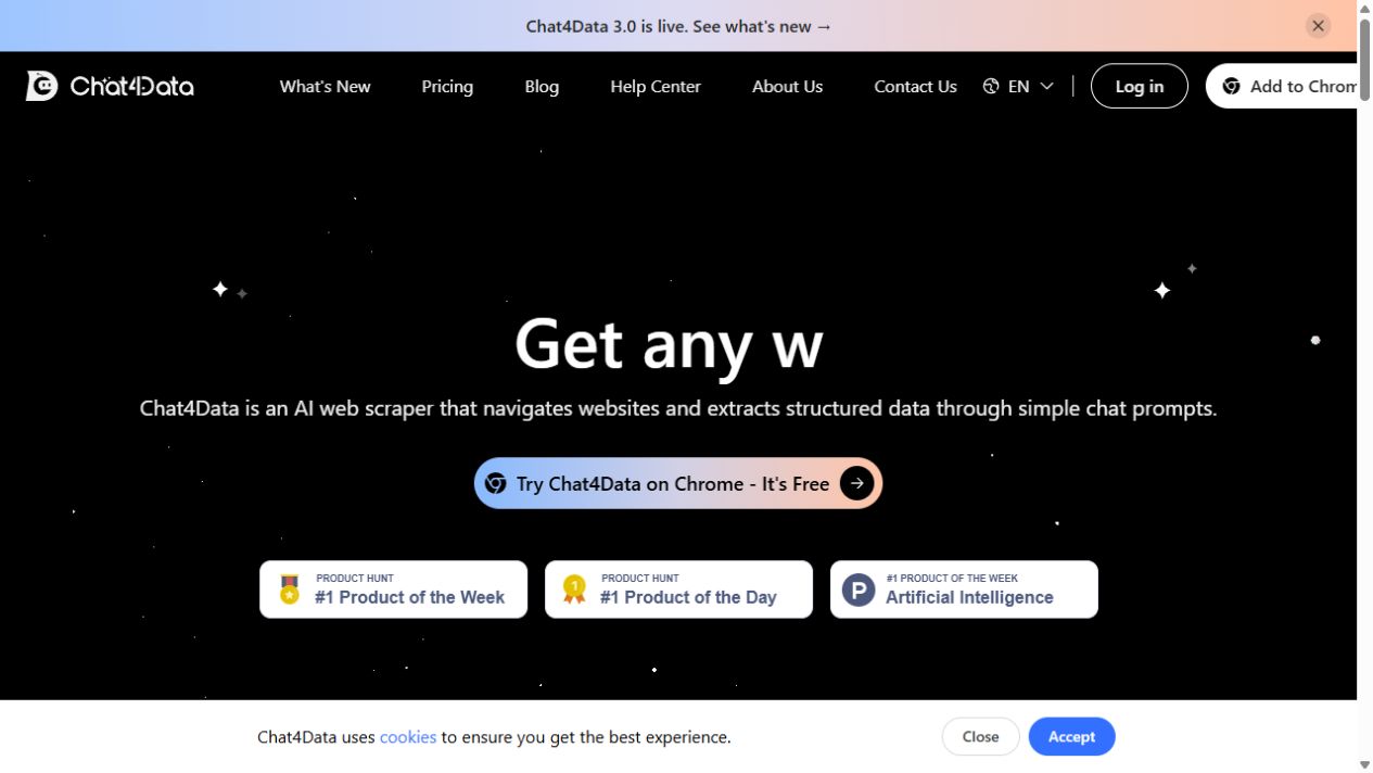 Chat4Data 官方网站截图